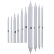 US Art Supply 10pc Blending Stump Tortillon Stick Set Pastel Chalk Drawing