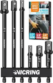 Impact Socket Adapter Set - 1/4, 3/8, 1/2 Drive Socket Adapter for Drill & Im...