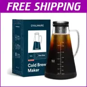 Modern 51oz Borosilicate Glass Cold Brew Maker with Stainless Steel Filter