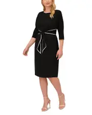 Adrianna Papell Plus Crepe Tipped Trim Dress