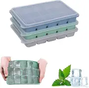 3 Pack Ice Cube Trays, Silicone Ice Cube Molds With Spill-proof Lids, Easy-release, Flexible, Compatible With Chilled Drinks, Baby Food, Whiskey