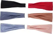 [CANIGHT] 6 Pcs Solid Elastic Stretchy Headbands Workout Yoga Spa Exercise Sweatband Headband for Women Men