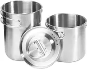 Foldable Camping Cup Pot Stainless Steel Camping Mugs with Folding Handle Outdoor Cookware 2 Pcs Pot