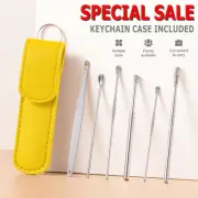 6pcs Ear Pick Cleaning Set Spiral Tool Yellow Spoon Ear Wax Remover Cleaner Kit