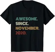 [X.Style] Kids 3 Years Old Awesome Since November 2020 3rd Birthday ds736 T-Shirt (2XL) Black