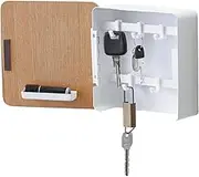 Yamazaki Home Square Magnetic Cabinet Accented Keychain Organizer | Steel + Wood | Key Storage, One Size, Ash