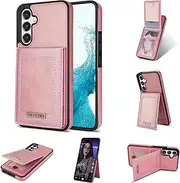 Compatible with Samsung Galaxy S24 5G Case with Leather Credit Card Holder Magnetic Clasp Stand Accessories Flip Purse Phone Cover S 24 24S G5 Pink