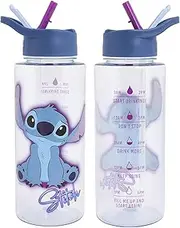 Disney Stitch 1L Kids Water Bottles with Straw by Polar Gear - Lilo And Stitch Gifts For Girls - Back to School Supplies Stitch Bottle - Stitch Water Bottle with Motivational Time Markings