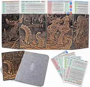 DND Dungeon Master Screen Four-Panel with Pockets, Faux Leather 3D Embossed with Cthulhu - Included DM Screen Inserts and Storage Case