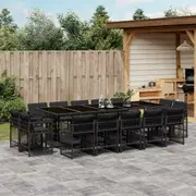 15 Piece Garden Dining Set with Cushions Poly Rattan vidaXL
