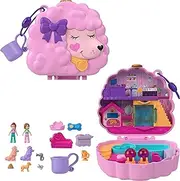 Polly Pocket Dolls and Playset, Animal Toys, Groom & Glam Poodle Compact Playset with Water Play and 2 Color-Change Pieces, HKV35