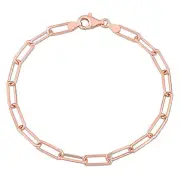 Amour 18k Rose Gold Plated Silver 5mm Diamond Cut Paperclip Chain Anklet - 9 in.