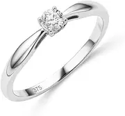 [Miore] Women's Engagement Ring White Gold/Yellow Gold 375 9 Carat with Diamond 0.15 Ct in Prong Setting Real Gold Women's Ring Gold Ring Women's Jewellery Handmade
