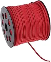 FITYLE Faux Leather Suede Flat Lace Beading Thread Suede Cord String with Roll Spool - Red, 90m