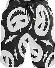 [GuoChe] Mens Funny Swim Trunks Hallowmas All Saints' Day Black and White Quick Dry Beachwear Holiday Beach Short Casual Board