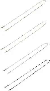[Ipetboom] 4Pcs Fashion Beaded Eyeglass Chain Plated Metal Slip Eyewear Rope for Glasses Includes Gold Rose Gold Silver Black Styles for Travel Outdoor Activities