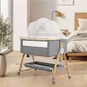PlayPals 3-in-1 Baby Cot Crib Bed Bassinet Bedside Sleeper Portable Foldable