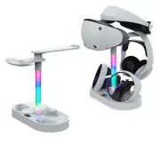For PS5 PS VR2 All-in-one Dual Controller Charging Dock Stand Mount RGB Parts