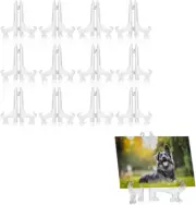 12 PCS Mini Plastic Easel Display Stands,Clear Plate Holders,Clear Picture Easel