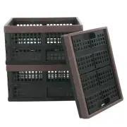 15 L Black Plastic Collapsible Storage Basket, Folding Crates Storage, Set of 3