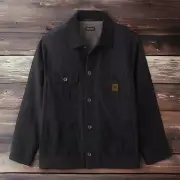 Brixton Reserve Mens Union Survey Chore Coat Size 2XL Black Canvas Corduroy NWT