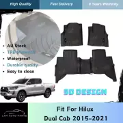 5D TPE Floor Mats for Toyota Hilux Dual Cab 2015-2021 Waterproof easy to clean