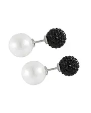 Splendid Pearls Silver 10-14mm Shell Pearl & CZ Earrings