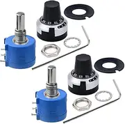CenryKay 2PCS 3590S-2-104L 100kohm 10-Turn Rotary Wire Wound Precision Potentiometer, Precision Multi Turn Wirewound Potentiometer,with 2PCS Adjustable Resistor Counting Dial Rotary Knob