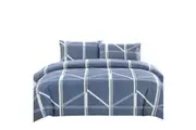 Artex Harold Blue Quilt Cover Set Geometric Pattern Reversible Printed Microfiber Polyester Quilt Covers