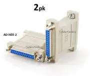 2-PACK DB25 Null Modem Female/Female Data Transfer Adapter/Gender Changer