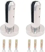 NUZAMAS Set of 2 304 Stainless Steel Glass Panel Posts, 8-12mm, Swimming Pool Fence, Garden, Balcony Fencing Clamp, Round Spigot Balustrade Post, Bracket, Floor Mounted