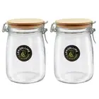 2x Lemon & Lime 16.5cm/1L Glass Food Storage Clip Container Jar w/ Wooden Lid