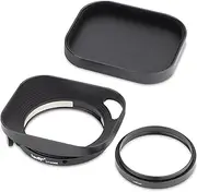 Haoge Metal Squaret Lens Hood for Fujifilm Fujinon XF27mmF2.8 R WR Lens Hood Black,Metal Squaret With Metal Cap