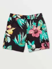 Volcom Toddler Boys 4T Board Swim Trunks Shorts Mod Marble Floral Black