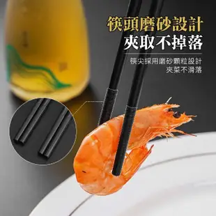 【BRANDY】合金筷子 10雙禮盒組 餐具禮盒 衛生筷 家用筷子 851-CPM275-10(長筷子三種顏色 黑金 黑銀 紅金)