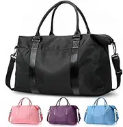 [EASYFUN] Travel Duffel Bag, Weekender Travel Bag Men Small Gym Bag for Women, Hospital Bag for Labor and Delivery, Overnight Bag Luggage Bag with Trolley Sleeve, Airplane Travel Essentials for Flying, Black