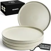 MIAMIO – Plates Set for 4 / Dinnerware Sets for 4 People, Beige Matte Stoneware, Dishwasher, and Microwave Safe – Sierra Collection (Light, Small Plates (4X))