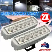 2x LED Waterproof Deck Marine Flood Spot Work Lights with fittings Boat IP67 RV