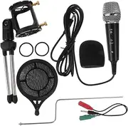 OFFIGAM 1 Set Recording Microphone with Tripod Black Condenser Mic for Mobile Phones Computers Holder for Karaoke Online Classes Portable