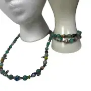 HANDMADE 3 Piece Amazonite Jewelry Set Necklace 2 Bracelets