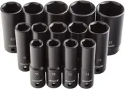ARCAN TOOLS 1/2 Inch Drive Deep Impact Socket Set, Metric, 11mm - 32mm, Cr-V, 14