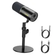 Dynamic Microphone, USB/XLR PC Computer Gaming Mic Stand for with Desktop