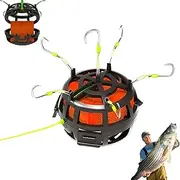 Reverse Bottom Bait Cage Fishing Hook - 360° Rotating 6-Hook Rig for Carp & Catfish, Compatible with Powder/Pellet/Block Baits, Anti-Tangle Freshwater Saltwater System