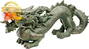 Asian Dragon Statue Bronze Verdigris Finish 21 Inch Great Wall Dragon