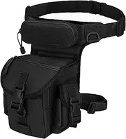 LIMHOO Tactical Drop Leg Bag Military Tool Fanny Thigh Pack Hiking Motorcycle Cycling Waist Gear Pouch (Black)