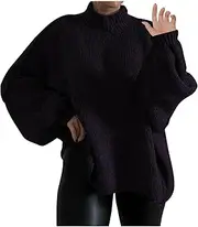 Women's Turtleneck Sweater Long Sleeve Knitted Pullover Trendy 2024 Fall Winter Basic Jumper Top Warm Sweayers
