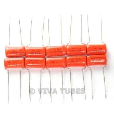 Lot of 10 New Sprague716P Orange Drop .047uF 600V 5% Poly Film Capacitors