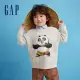 【GAP】男幼童裝 Gap x 功夫熊貓聯名 Logo印花圓領大學T-灰色(890546)