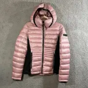 Calvin Klein Sorona Aura Womens Small Light-weight Puffer Jacket Pink & Black