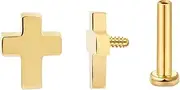 [FANSING] Cross Flat Back Earring for Helix Cartilage Conch Tragus Internally Threaded Labret Stud